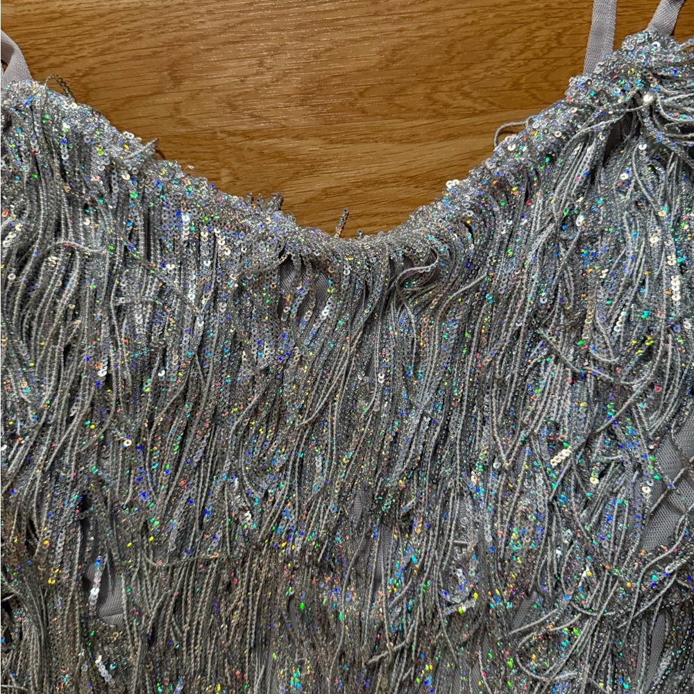 Amazing Lace Silver Fringe Mini Dress - Picture 7 of 12